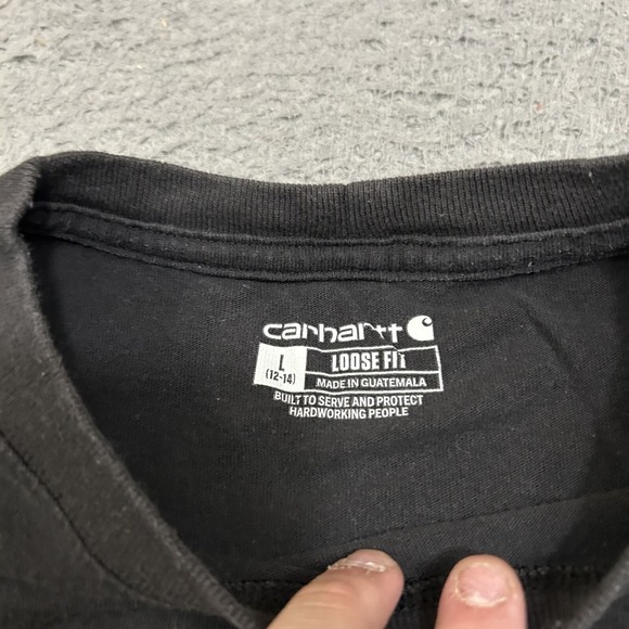 Carhartt Shirt Womens Large Black Short Sleeve Crew Neck Pocket Tee Loose Fit - Picture 5 of 10